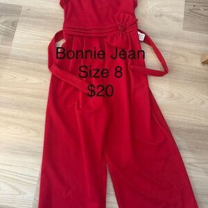Bonnie Jean Red Jumpsuit with Bow